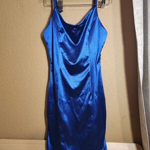 Elegant Blue Satin Dress